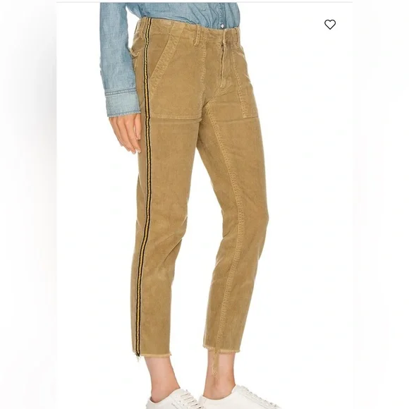 NILI LOTAN Jenna Corduroy Pant With Tape Mossy Gold 8 - Picture 3 of 11